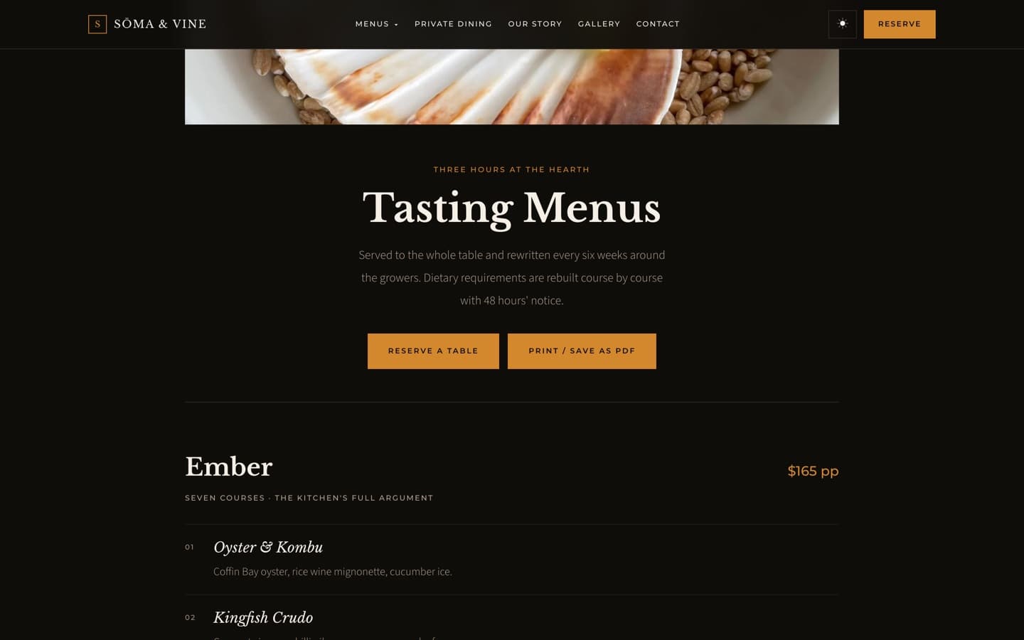 Sōma & Vine — fine dining - Screenshot 2